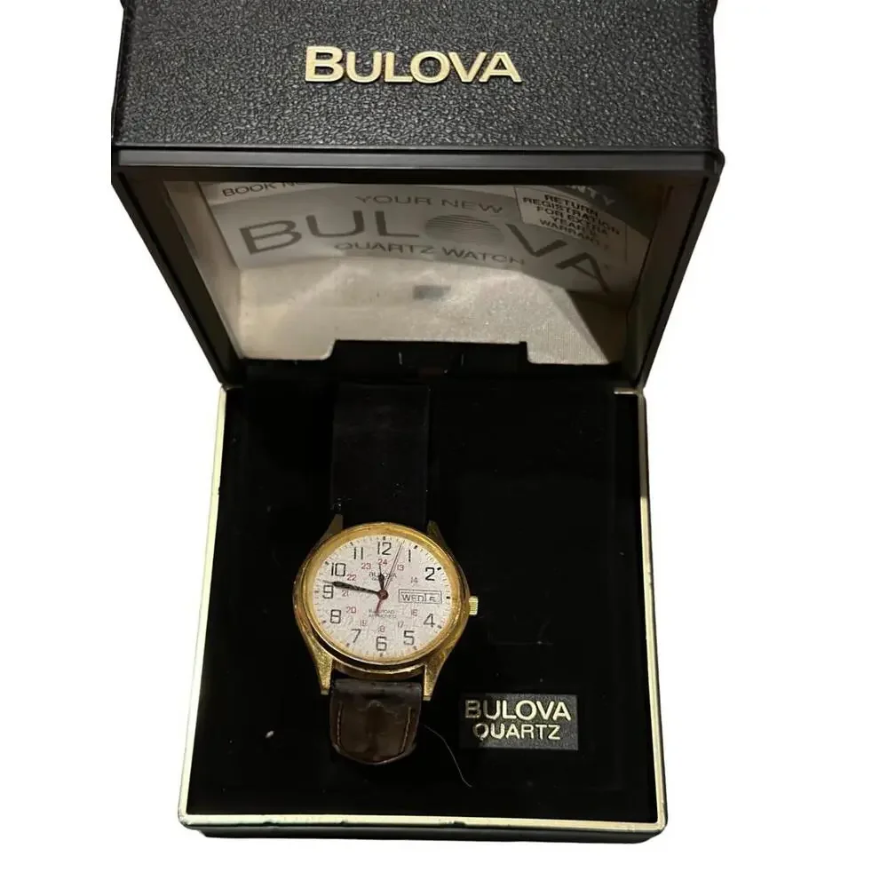Bulova Classic Men's Black Leather Quartz Watch 97B147